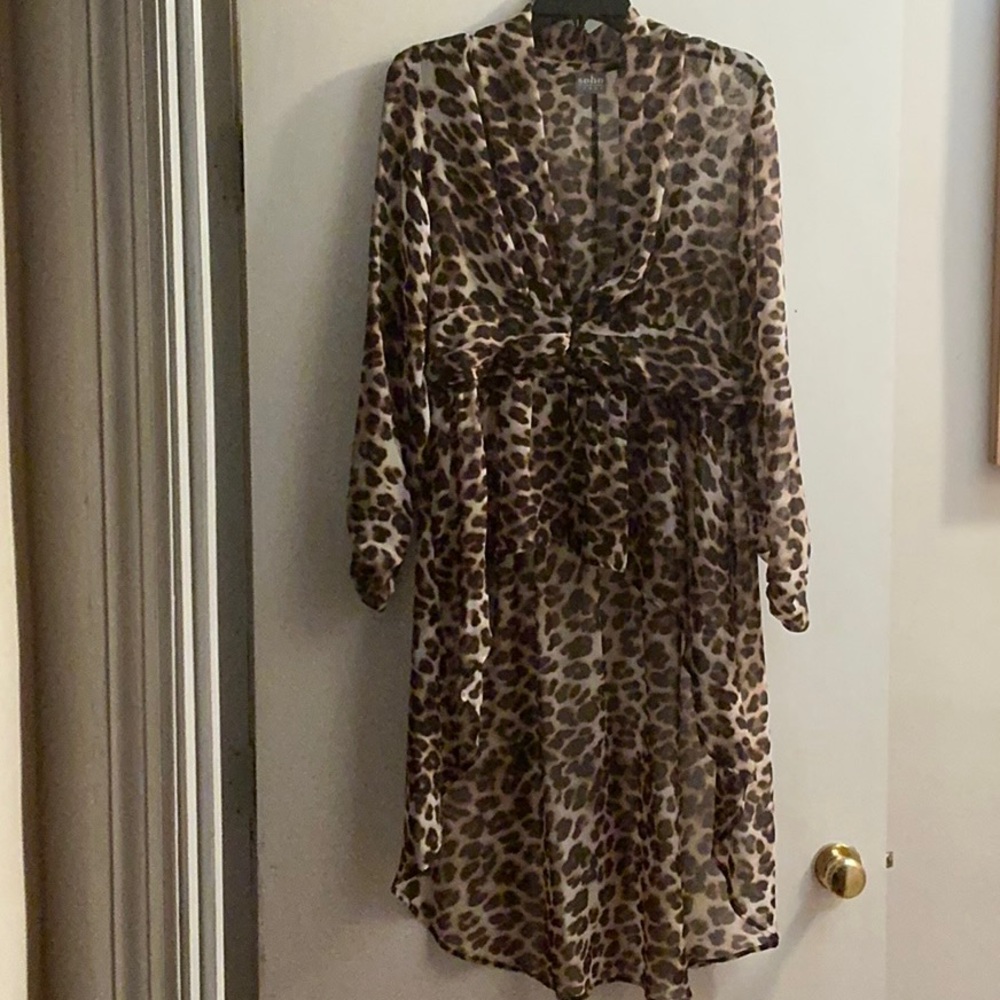 Soho Brown Sheer Blouse with Animal Print